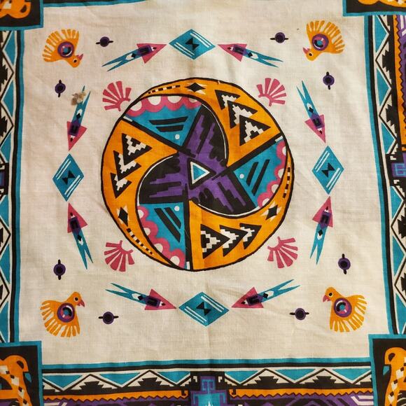Vintage Wamcraft Southwestern Native American Purple Bird Bandana - Made in USA - Picture 2 of 8